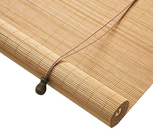 85% Blackout Retro Bamboo Blinds for Windows Shutters 50 80 90 100 120 140 150 160 180cm Wide Outdoor Bamboo Roller Blinds Anti-UV for Patio Porch Garden Kitchen Roman Blinds Shades Easy to Install(Ca