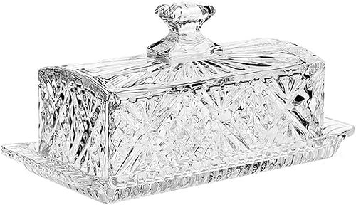 ERERE Mantequera, Recipiente for Mantequilla, Caja for Mantequilla, mantequera de Vidrio con Tapa, for refrigerador de Restaurante y Cocina.