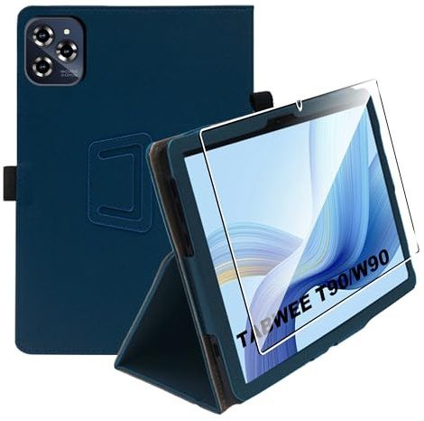 zZjoOoj Hülle Compatible with TABWEE W90 /TABWEE T90 11 Zoll Tablet Schutzhülle, Tablet Protection Bundle with 1 Stück 9H Härte Anti-Kratzen Folie, Vertical Stand Function,Marineblau