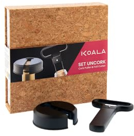 KOALA Set UnCork CP Sacacorchos de Láminas para Vinos Viejos | Con Cortacápsulas de Acero Inoxidable, Estuche de Corcho, Regalo Premium para Enófilos