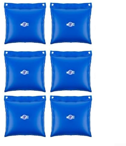 PVC-Poolabdeckungsgewichte, 6 Stück, auslaufsichere Wassersäcke für sicheren Einsatz auf oberirdischem Boden, für Schwimmbäder (30 x 30 cm)