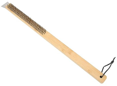 Ausla Pizza Oven Brush Pizza Stone Brush BBQ Grill with Scraper and Hanging Hole Heat-Resistant Stainless Steel Wire for Outdoor Ovens Grills and Stones 57.5cm