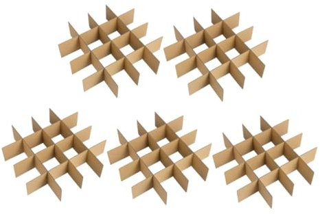 RORPOIR 5 Stück Karton Trennwände aus Papier in Khaki mit Gitter Design zum Schutz von Glaswaren Beim Verpacken und Auspacken von Umzugskartons