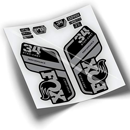 REF:VP414 Autocollants compatibles avec fourche FOX 34 STEP CAST PERFORMANCE 2020,2021 BICOLOR MTB, stickers, autocollants, vinyles pour vélos de montagne (ARGENT)