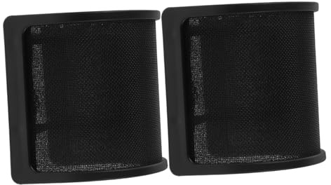 2pcs Microphone Pop Filter Shield Dual-layer U-shaped Metal | Black Plastic, Noise Reduction and Plosive Control, Suited to Condenser Microphone Use in Podcasting and Studios