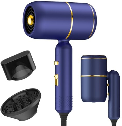 Sèche-Cheveux Seche Cheveux de Voyage Pliable, 2400W - Ionique & Puissant - 3 Températures / 2 Vitesses + Fonction Air Froid - Inclus Diffuseur & Concentrateur, Maison, Voyage