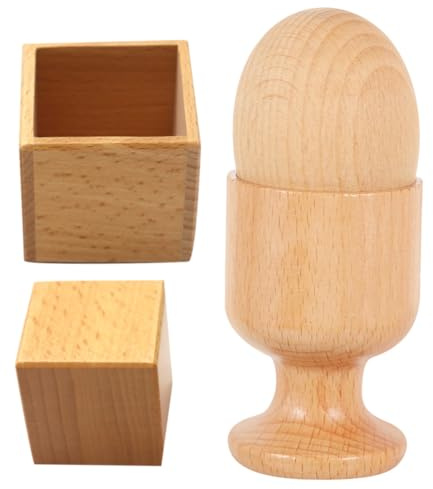 Hemobllo Juguete De Huevo y Huevera De Madera para Niños Pequeños, Tamaño Set Doble, Educativo y Seguro para Desenvolver Coordinación Mano-Ojo, Adecuado para Desarrollo Infantil y Juego Interactivo