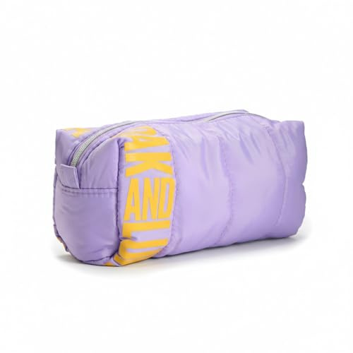 OAK & LUNA - Trousse de maquillage You Look Good - Trousse de maquillage en polyester doux avec doublure résistante à l'eau - 21 cm x 8,5 cm x 12 cm - Disponible en lilas, corail et marron, lilas, 21