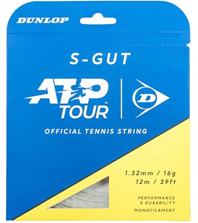 Dunlop S-Gut 16G Weiß 12m Tennissaite – Allround-Performance Multifilament-Saite