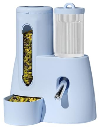 Distributeur d'eau et de Nourriture 2 en 1 pour Lapins, cochons d'Inde, hérissons, Hamsters et Autres Petits Animaux. Grande capacité. Convient également aux Cages. (Blue, One Size)