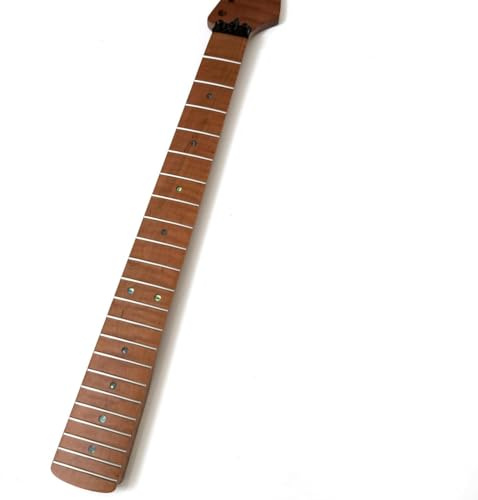 Tiger Stripe E-Gitarrenhals aus geröstetem Ahorn mit Abalone-Einlagen für Fender ST, 22 mittelgroße Jumbo-Edelstahlbünde, 64,8 cm Mensur, 24,1 cm Radius, modernes C-Profil, Knochensattel