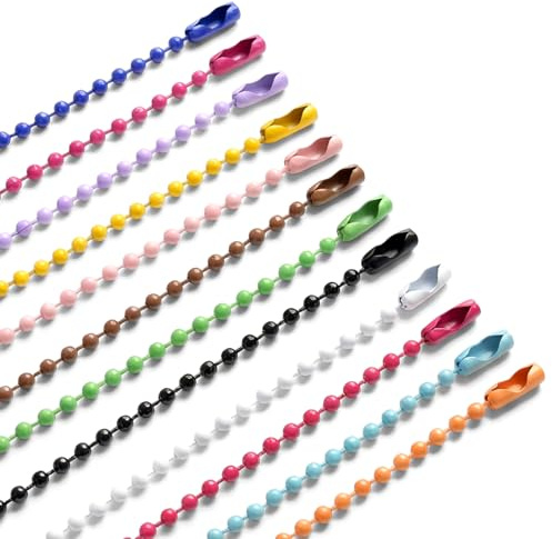 100 llaveros de cadena de bolas con cuentas de bolas, cadenas de metal con cuentas de 4 pulgadas, llaveros con conectores para hacer joyas, llaves, manualidades (color mixto)