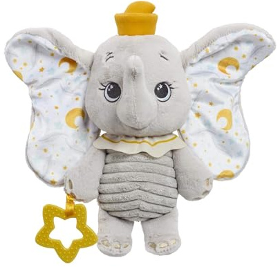 Rainbow Designs Disney Dumbo Mein Erstes Stofftier: Babyspielzeug (0-6 Monate). Plüschtier mit Knister-Elementen & Beißring für sensorische Entwicklung