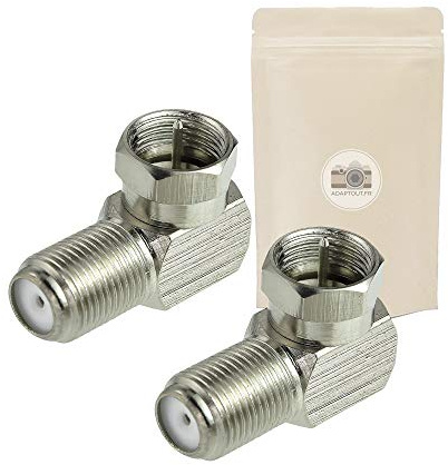 Adaptout X2 Adaptateur à Angle Droit Connecteur à Vis Type F Mâle vers Connecteur à Vis Type F Femelle Coaxial Câble Satellite TV Marque Française