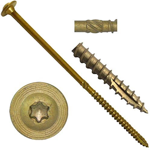 Jake Sales #17 x 7 Construction Lag Screw - Torx/Star Drive Heavy Duty Structural Lag Screw - Exterior Coated - ACQ Compatible - Modified Truss Washer Head. 1 x 100 Count Box - 100 Screws