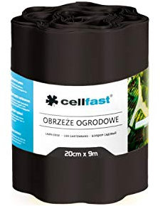 Cellfast Bordo per Aiuole Palisade Palizzata Ondulata Recinzione da Giardino Nero (20cm x9m, Nero)