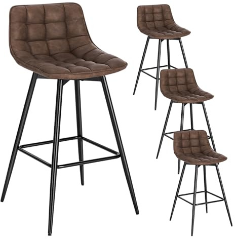 WOLTU Set med 4 barstolar barstolar diskstolar bistropallar designstolar konstläder metall brun BH249br-4