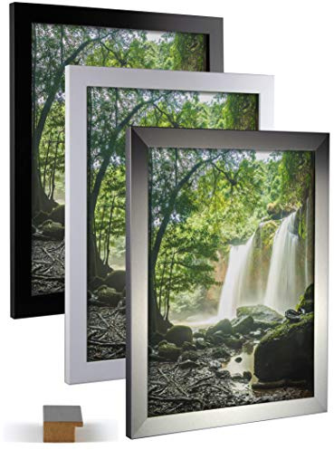 myposterframe Bilderrahmen 36x49 cm Direkt Juno Alu gebürstet 49x36 cm MDF Holz mit Kunstglas 1mm klar