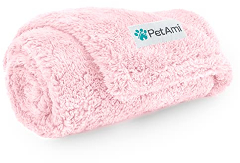 PetAmi Fluffy Sherpa Waterproof Dog Blanket for Small Pet Cat, 24x32 Pink