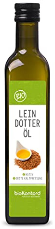 bioKontor – Bio Leindotteröl 500ml – kaltgepresst & nativ – Rohkostqualität | 100% natürlich – deutsche Abfüllung – Camelina Sativa Öl – vielseitig für Salate, Dressings & kalte Küche