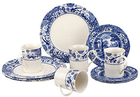 Spode Blue Italian Brocato 12 Piece Dinnerware Set