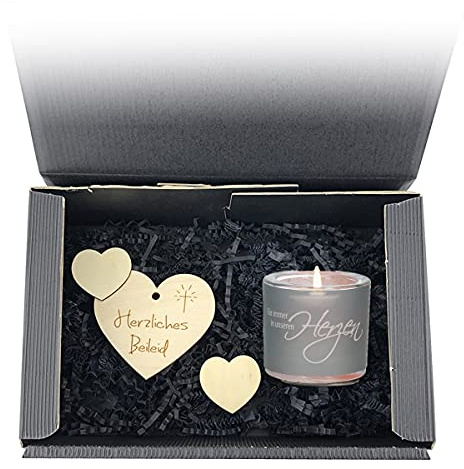 schenken-24 Geschenkset - Trauer - Beileid - Windlicht - inkl. Geschenkverpackung