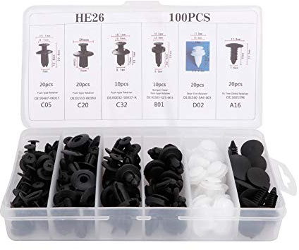 Joyzan Nietclips aus Kunststoff, Kunststoff, Schutzbefestigung, Bolzen für Auto, Universalclip mit Aufbewahrungsbox und Demontagewerkzeug, Kabelbinder, Schwamm, für Autos, Türverkleidungen