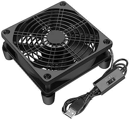 Qirssyn USB Computer Fan Quiet, 5V Powered Fan with Speed Controller for Router Modem Receiver DVR Xbox TV Box Cooling