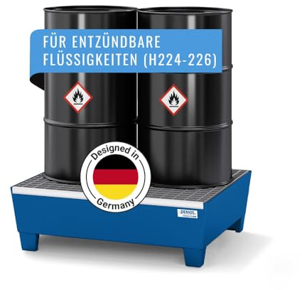 Kleingebindewanne classic-line aus Stahl, lackiert, unterfahrbar, mit Gitterrost, 635x785x278