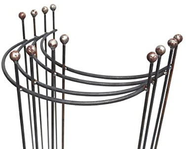 Hirsch Terracotta 4X Staudenhalter Hugo halbrund Kugel stabil Breite 55cm Höhe 90cm Vollmaterial Rankhilfe mit Kugel Pflanzstütze Rankgitter