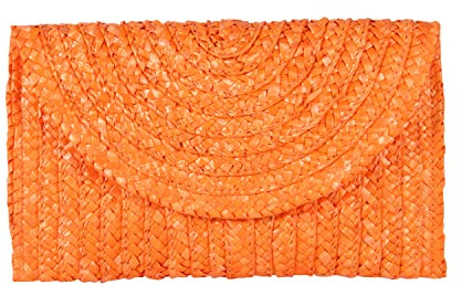 EVEOUT Damen-Handtasche aus Stroh, geflochten, für Party, Hochzeit, Stroh, Sommer, Urlaub, Strand, Orange, Elegant