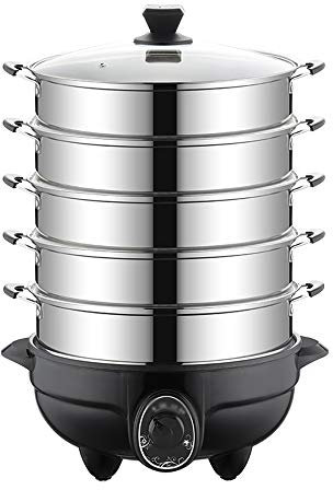 Samnuerly Olla de cocción Lenta de Acero Inoxidable, Olla de Vapor, Calentador de Alimentos, vaporera eléctrica, Calentador de Alimentos Comercial