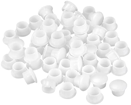 sourcing map Screw Hole Plugs, 8mm(5/16) Dia PP Snap in Shelf Button Flush Type Caps for Furniture Cabinet Cupboard, White 60 Pcs