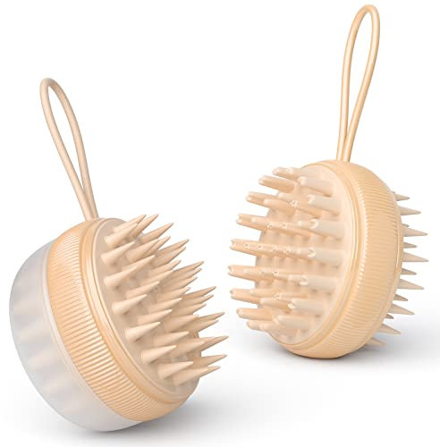 Brosse à Shampoing, TOUCHBeauty Brosse Massage Cuir Chevelu en Silicone à 2 Faces pour Massage & Nettoyage de la Tête, Humide/Sec pour Femmes, Hommes, Animaux Domestiques AG-2251Y(Abricot)