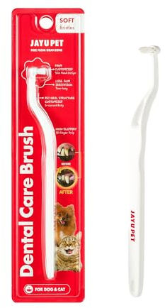 JAYU PET Zahnpflegebürste (Weiche Borsten) 1 Stück - Hunde Zahnbürste, Katzen Zahnbürste, Zahnpflege Kit für Kitten und kleine Hunde, entfernt Belag und Zahnstein