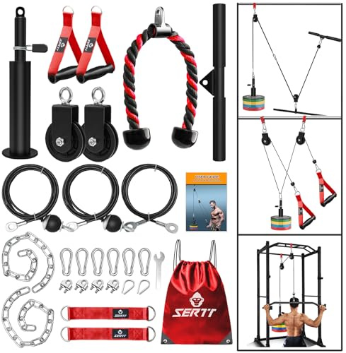 SERTT Gewicht Seilzug Fitness Gym, Verbesserte Kabelzug Fitness Latzug Gym Fitnessgeräte für LAT Pull Down, Bizeps Curl, Trizeps, Armtraining-Gewichtsscheibensystem Zusatzgeräte