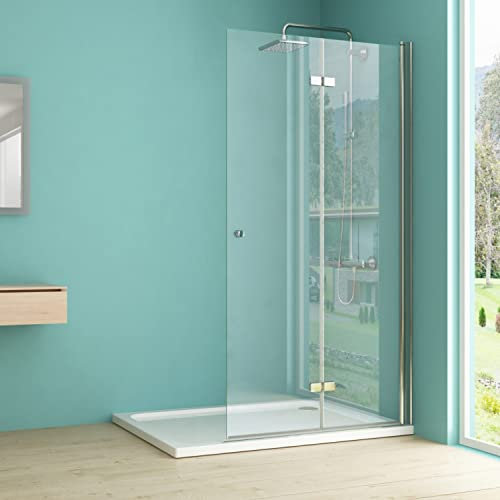IMPTS walk in Dusche Glaswand 75x185 cm Duschwand Glas Duschkabine Duschtrennwand Falttüren Duschabtrennung