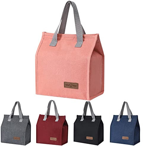 1 Stücke Lunchtasche,Kühltasche,Mittagessen Tasche,Isoliertasche,Tragbare Lunch-Taschen,Isolierte Thermotasche Tragetasche mit Folienfutter Wasserdichte für Herren Damen Arbeit Schule Picknick-Rosa