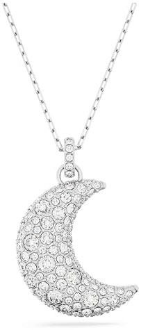 Swarovski Colgante Luna, Motivo de Media Luna, Cristales Blancos, Baño de Rodio