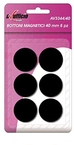 Alevar 6 Magnetknöpfe für Büro-Pinnwand, Kühlschrankmagnet, Durchmesser 40 mm, Farbe Schwarz