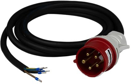 CEE Maschinen Anschlusskabel Stecker mit Phasenwender 16A 5m Stecker 16A 5x2,5mm² 1651505