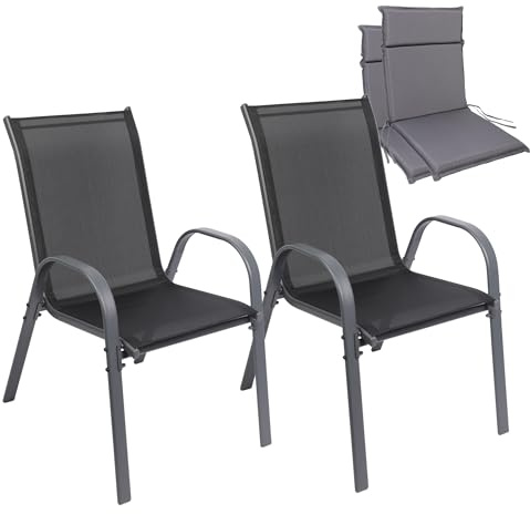 ALBATROS Gartenstühle Kuba 2er Set mit Sitzauflage | stapelbar, Metall | Stapelstühle, Terrassenstühle & Balkonstühle, robust, bequem, wetterfest, langlebig, für Garten & Terrasse, Version 2026