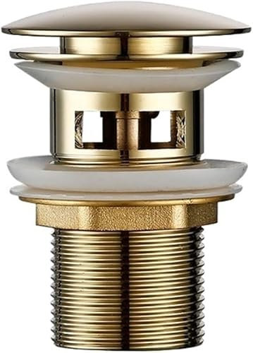 EQQHJL Waschbeckenstöpsel, Abfluss, poliertes Gold, Waschbecken, Abtropfgestell, Korrosion, leicht zu reinigen, Pop-Up-Knopf, rundes Loch, Badezimmer, Hotel-Abtropffläche (Color : Light Gold 1)