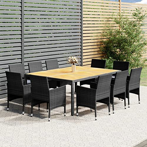 Festnight Gartenmöbel Set mit 10 Gartenstuhl Polyrattan Sitzgruppe Gartenmöbel Set 10 Personen Garten Essgruppe 10 Personen Gartengarnitur Rattan Sitzgarnitur Essgruppe Gartengarnitur Grau#8