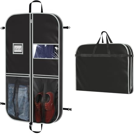 Zilink Upgrade 43 Garment Bag for Suit, Leather,Fur, Mink Coat and Sweater with 3.9 Gusset and Stable Buckles Heavy Duty, Hanging, Breathable, Foldable Travel and Wardrobe Clothes Protector