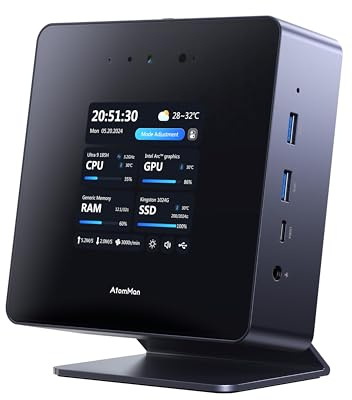 AtomMan X7 Ti Mini-PC Intel Core Ultra 9 185H Prozessor, 32 GB DDR5 1 TB SSD, 1080P Kamera/RJ45 5 Gbps × 2/Wi-Fi 7/Bluetooth 5.4/HDMI 2.1 FRL/DP 2.0/USB4 × 2,4 x USB A, OCulink 4X