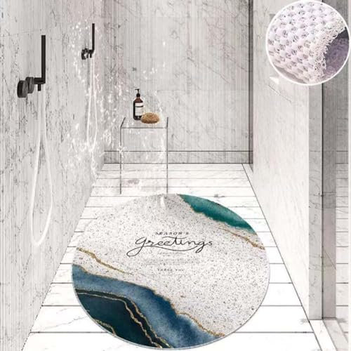 Luffa-Duschmatte – rutschfeste, schnell trocknende Badewannenmatte für Nassbereiche in der Dusche, antibakterielle Badewannenmatte, Badezimmer-Eck-Fußmassage-Duschmatte (Gruß, rund, 75 x 75 cm)