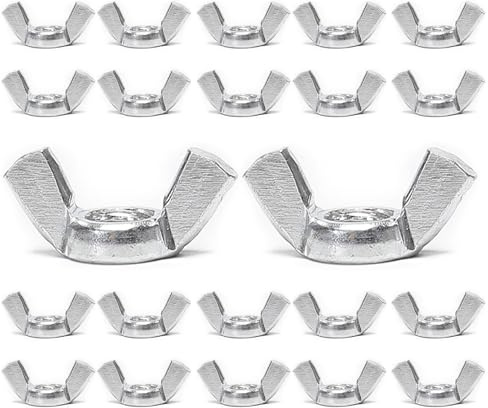 QXSKSLH 20 PCS 3/8-16 Wingnuts, Carbon Steel Wing Nuts Silvery Zinc Plated Fasteners Parts Butterfly Nut (Silvery, 3/8-16)