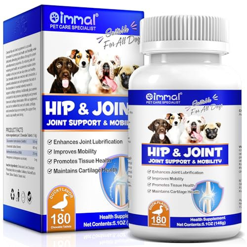 Joint Support Supplement for Dogs, 180PCs Joint Support Tablets with Glucosamine & Chondroitin for Dogs Supports Joint Pain Relief, Maintains Mobility & Cartilage Health, Duck Flavor - 180P Tablets