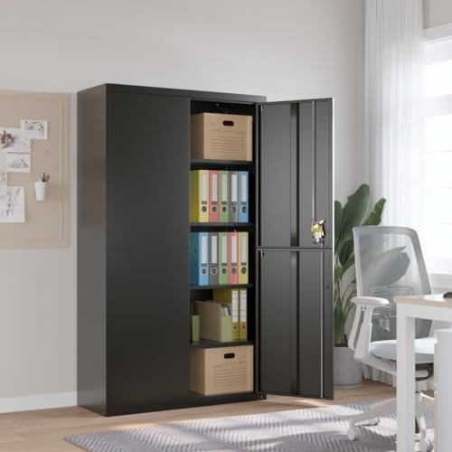 Schränke & Aufbewahrungs-Aktenschränke Aktenschrank schwarz 105x40x180 cm Stahl